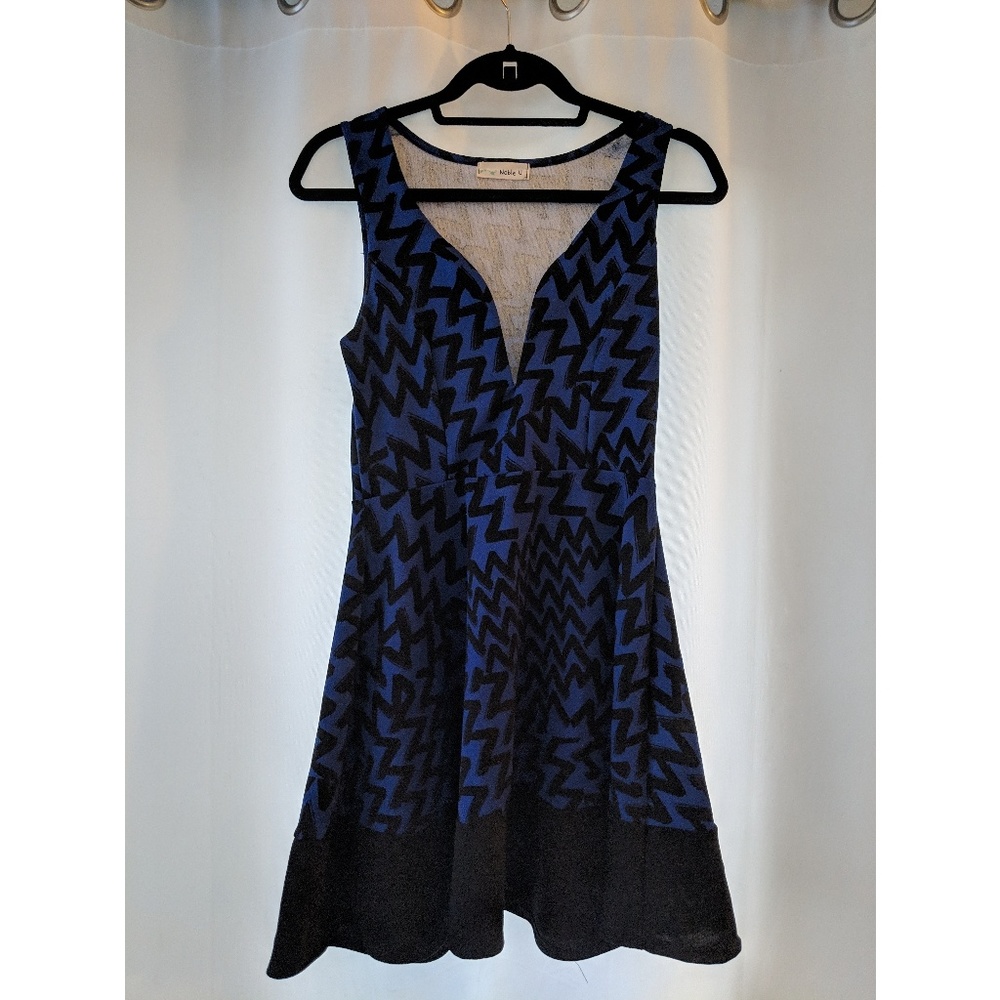 Blue and black patterned dress